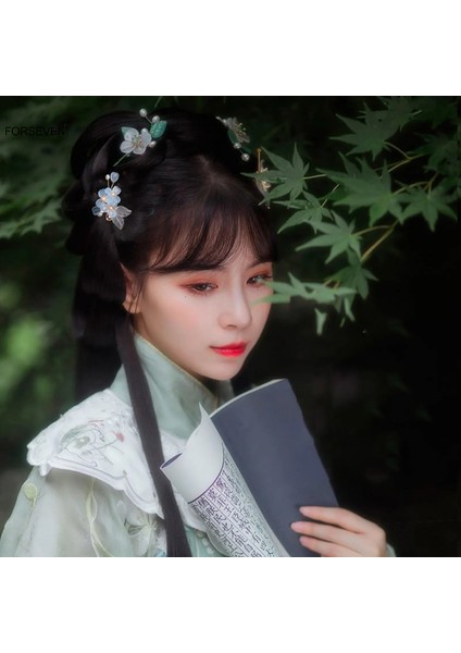 C Retro Moda Çiçek Tokalar ve Yan Klipler Kadınlar Için Girlese Hanfu Elbise Saç Takı Aksesuarları Inciler Başlıklar (Yurt Dışından) fırsatları