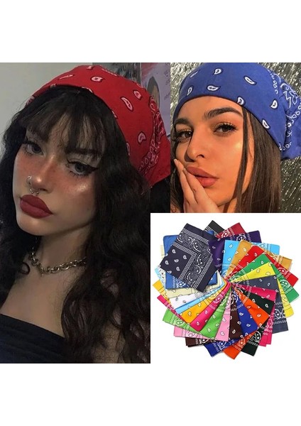 NO.70125 Boyutu Letapı Moda Kadın Bandana Eşarp Kız Çocuklar Punk Kare Bandanalar Şapkalar Bohemian Başörtüsü Bantlar Saç Aksesuarları (Yurt Dışından) modelleri