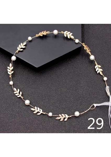 No.29 Boyutu Kadın Kızlar Moda Beyaz Tüy Boncuklu Pageant Saç Bandı Kız Yaz Tarzı Saç Aksesuarları Düğün Balo Parti Kafa Bandı (Yurt Dışından)