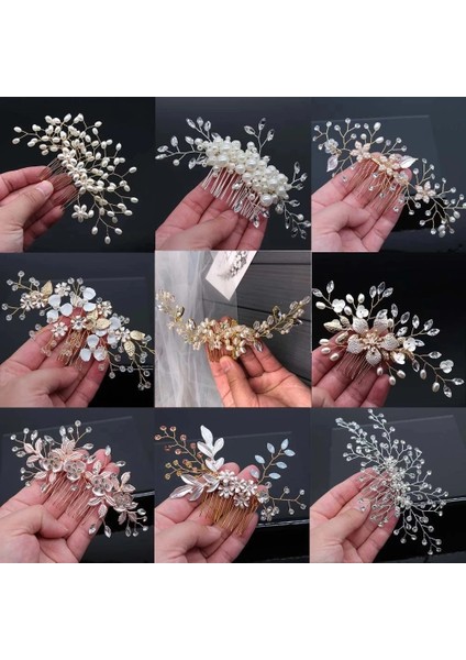 B Gelin Saç Tokası El Yapımı Alaşım Inci Boncuk Barrette Kadınlar Kristal Rhinestone Saç Tarak Tiara Takı Düğün Saç Aksesuarları (Yurt Dışından) modelleri