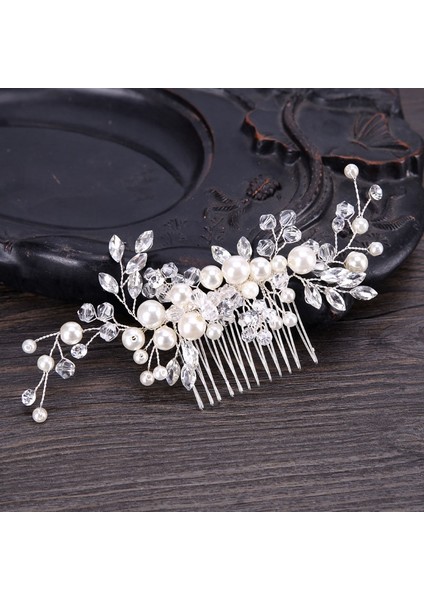 B Gelin Saç Tokası El Yapımı Alaşım Inci Boncuk Barrette Kadınlar Kristal Rhinestone Saç Tarak Tiara Takı Düğün Saç Aksesuarları (Yurt Dışından) indirimleri