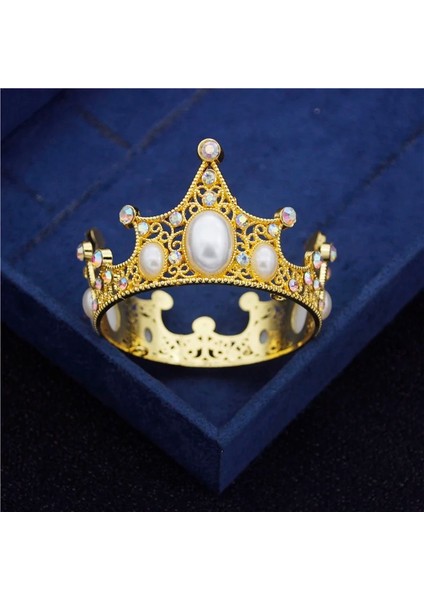 Altın Rengi Promosyon Metal Alaşım Inciler Küçük Taç Parti Doğum Günü Düğün Tiaras Diadem Takı Süsler Çocuk Küçük Taç Kek Için (Yurt Dışından)