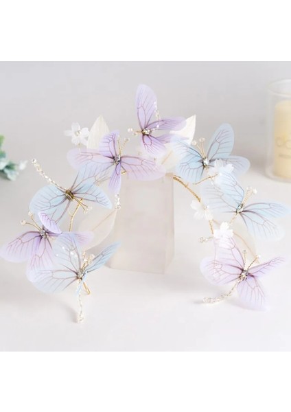 No.39 Boyutu Vintage Açık Mavi Mor Lavanta Kelebek Taç Düğün Balo Tiara Kafa Bandı Inci Gelin Headpieces Gelin Saç Aksesuarları (Yurt Dışından) fırsatları