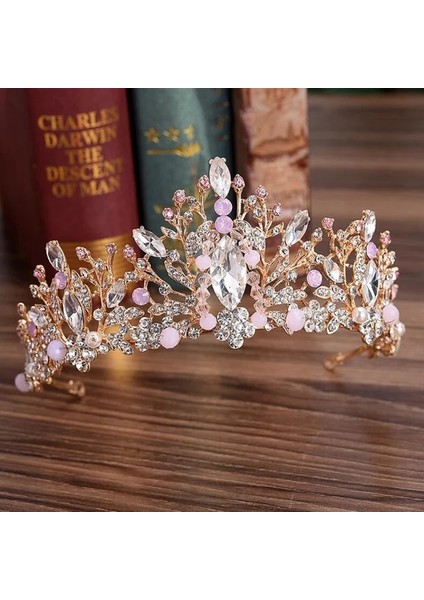 Altın Barok Lüks Kristal Boncuk Gelin Takı Setleri Rhinestone Tiaras Taç Kolye Küpe Seti Düğün Afrika Saç Takı Seti (Yurt Dışından)