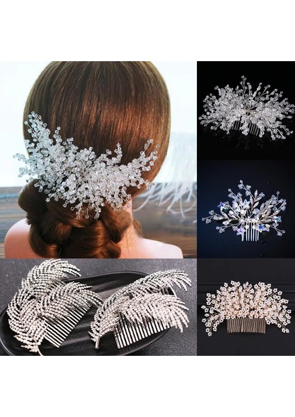 Altın Rengi Güzel Gelin Saç Aksesuarları Kristal Saç Tarak Düğün Saç Klipleri Saç Kadın Yaprakları Takı Gelin Headdress Süsler (Yurt Dışından) fırsatları