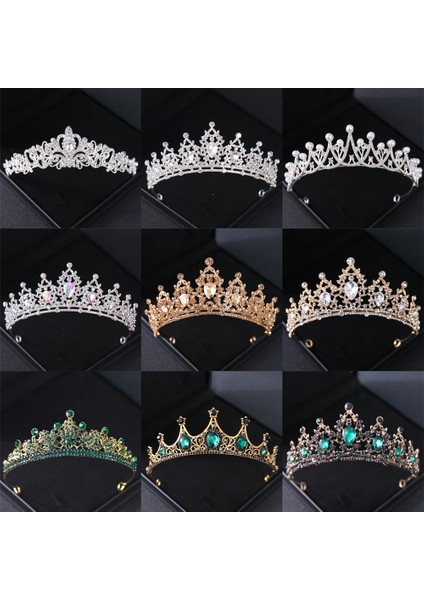 Hiçbiri Barok Vintage Kristal Rhinestone Tiaras ve Taçlar Diadems Bantlar Kadınlar Için Gelin Düğün Saç Aksesuarları Takı Band (Yurt Dışından)