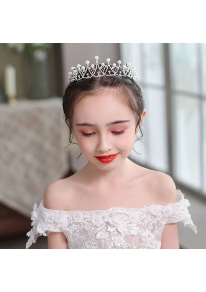 Taçlar Tarzı No.1 Boyutu Taç Tiara Çocuk Kore Prenses Sevimli Küçük Kız Doğum Günü Taç Kız Tiara Podyum Gösterisi Saç Bandı Saç Aksesuarları (Yurt Dışından) modelleri