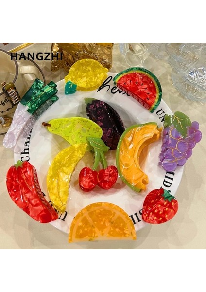 A6.5cmx3.8cm Hangzummer Sebze Meyve At Kuyruğu Saç Tokası Asetat Renkli Sevimli Aksesuarları Kadın Kızlar Için Seyahat Şapkalar (Yurt Dışından) fiyatları