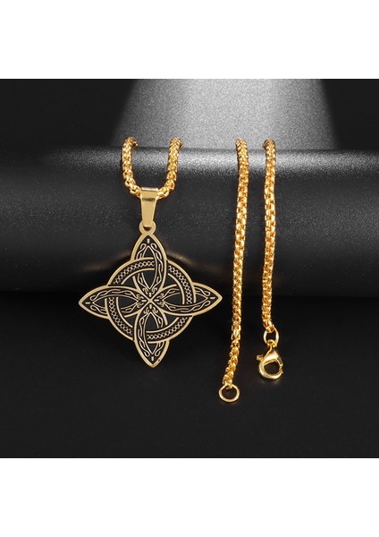 AL19040-ALTIN Muska Mühür Solomon Altı Sivri Yıldız 12 Takımyıldızı Kolye Paslanmaz Çelik Kolye Erkek Kadın Moda Takı Hediyeler (Yurt Dışından)