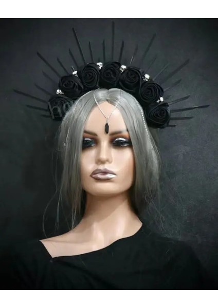 Kırmızı Gül Taç Tanrıça Taç Çivili Halo Taç Bandı Festivali Taç Başlığı Met Gala Taç Sunburst Taç Cosplay Parti Z-31 (Yurt Dışından) modelleri