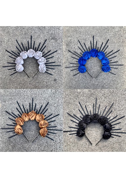 Kırmızı Gül Taç Tanrıça Taç Çivili Halo Taç Bandı Festivali Taç Başlığı Met Gala Taç Sunburst Taç Cosplay Parti Z-31 (Yurt Dışından) indirimleri