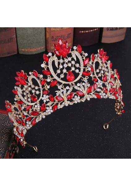 Yeşil Forseven Barok Moda Redbluegold Renk Rhinestone Kristal Tiara ve Taç Takı Gelin Düğün Parti Şapkalar (Yurt Dışından) fiyatları