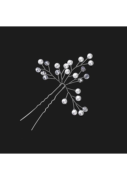F Moda Kristal Inci Çiçek Firkete Sopa Başlığı Saç Tarak Kafa Bandı Hairbands Düğün Gelin Headdress Takı Aksesuarları (Yurt Dışından)