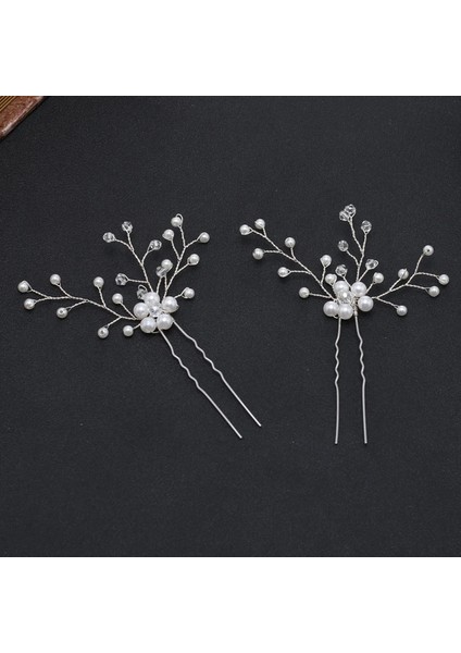 F Moda Kristal Inci Çiçek Firkete Sopa Başlığı Saç Tarak Kafa Bandı Hairbands Düğün Gelin Headdress Takı Aksesuarları (Yurt Dışından) modelleri
