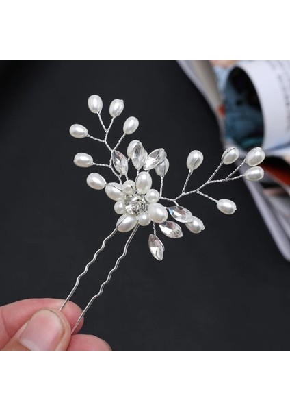 F Moda Kristal Inci Çiçek Firkete Sopa Başlığı Saç Tarak Kafa Bandı Hairbands Düğün Gelin Headdress Takı Aksesuarları (Yurt Dışından) fırsatları