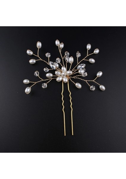 F Moda Kristal Inci Çiçek Firkete Sopa Başlığı Saç Tarak Kafa Bandı Hairbands Düğün Gelin Headdress Takı Aksesuarları (Yurt Dışından) indirimleri