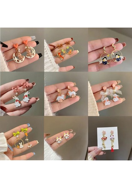 M16 32 Stil Renkli Emaye Karikatür Sevimli Tavşan Tilki Kulak Klipleri Komik Kedi Ayı Uzun Küpe Üzerinde Küpe Piercing Olmadan Kadın Kızlar Için (Yurt Dışından) fiyatları
