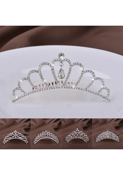 No.2 Boyutu Moda Prenses Kristal Tiaras ve Taçlar Saç Combs Kafa Bandı Çocuk Kız Aşk Gelin Balo Taç Düğün Parti Saç Aksesuarları (Yurt Dışından) modelleri