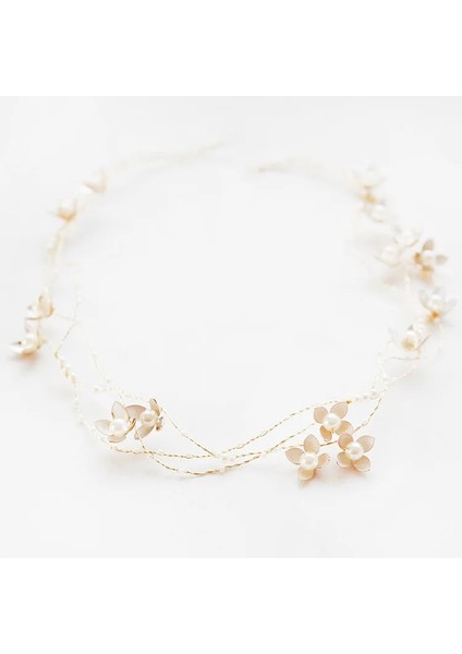 Altın Kore High-End El Yapımı Çiçekler Boncuklu Gelin Headdress Hairband Zarif Küçük Takı Prenses Düğün Saç Dekorasyonu (Yurt Dışından)