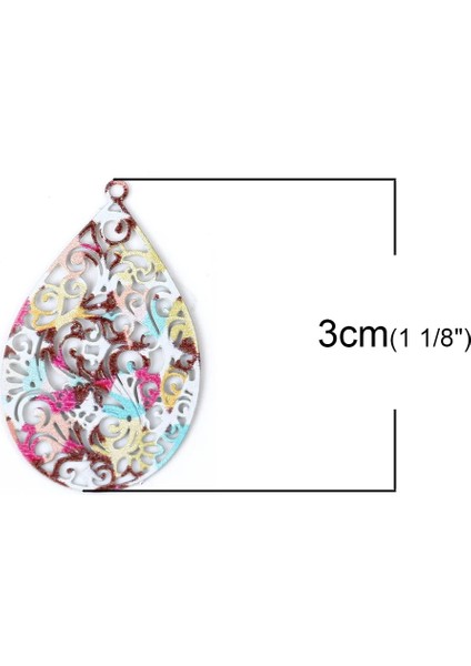 No.1 Boyutu Demir Esaslı Alaşım Emaye Boyama Kolye Damla Yeşil Çok Renkli Telkari 30MM(1 ") x 19MM("), (Yurt Dışından)