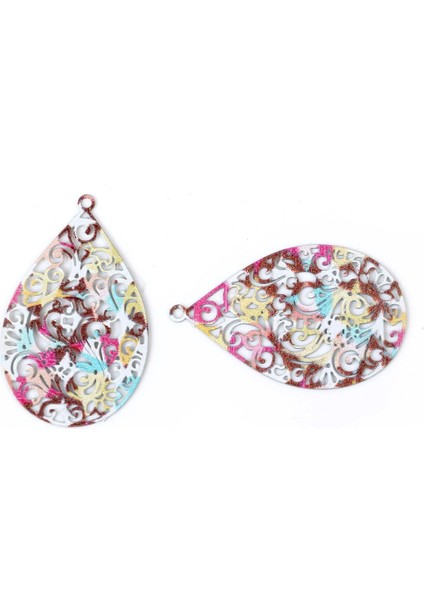 No.1 Boyutu Demir Esaslı Alaşım Emaye Boyama Kolye Damla Yeşil Çok Renkli Telkari 30MM(1 ") x 19MM("), (Yurt Dışından) modelleri