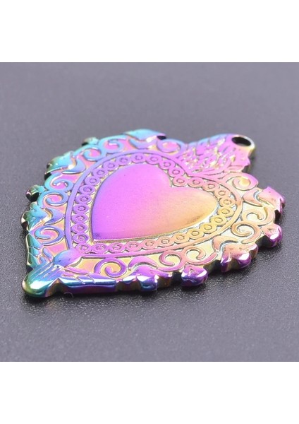 S651-R Lot Hiçbir Solmaya Paslanmaz Çelik Charm Aşk Kalp Kişiselleştirin Gökkuşağı Kolye Aksesuarları Yapımı Dıy Kolye Takı Bulma (Yurt Dışından)