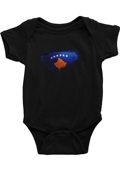 Kosova - Kosovo Siyah Unisex Bebek Body - Zıbın