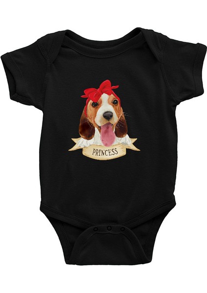 Prenses Beagle Siyah Unisex Bebek Body - Zıbın