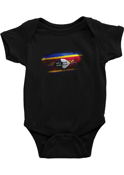 Esvatini - Eswatini - Swaziland Siyah Unisex Bebek Body - Zıbın