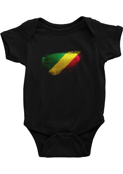 Kongo - Republic Congo Siyah Unisex Bebek Body - Zıbın
