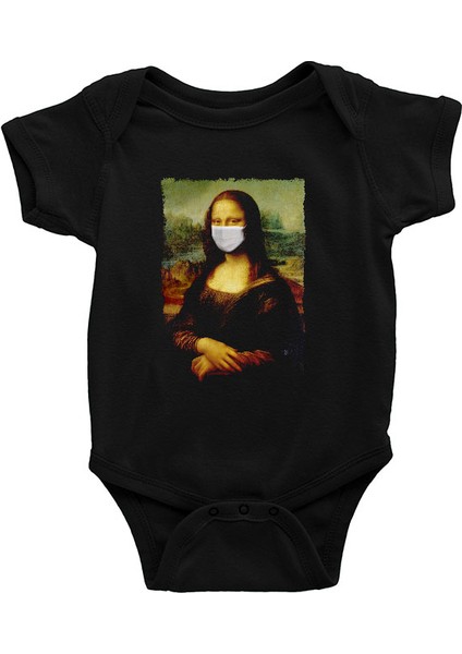 Mona Lisa Siyah Unisex Bebek Body - Zıbın