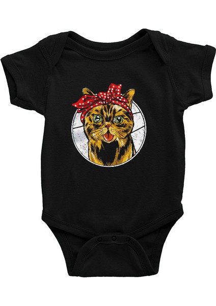 Kedicik Siyah Unisex Bebek Body - Zıbın