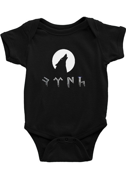 Göktürk Orhun Türk Siyah Unisex Bebek Body - Zıbın