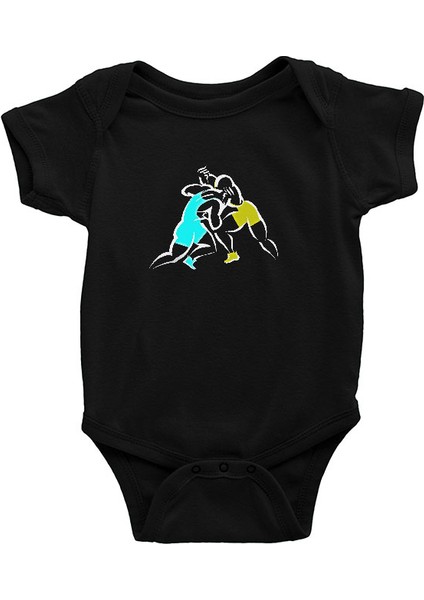 Güreş Siyah Unisex Bebek Body - Zıbın