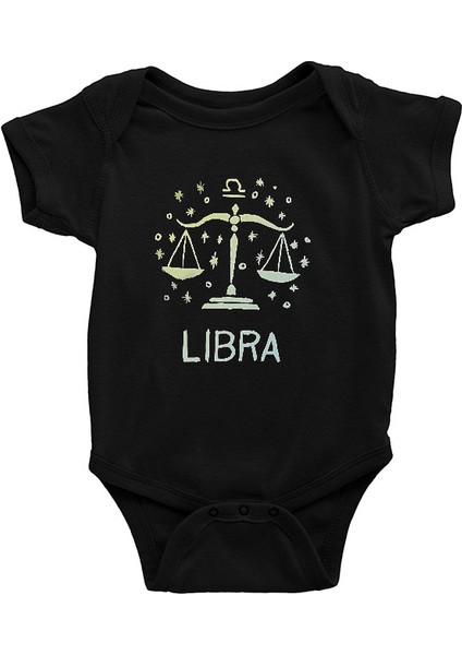 Terazi Burcu Siyah Unisex Bebek Body - Zıbın
