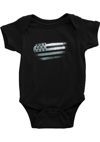 Bretonya - Brittany Siyah Unisex Bebek Body - Zıbın