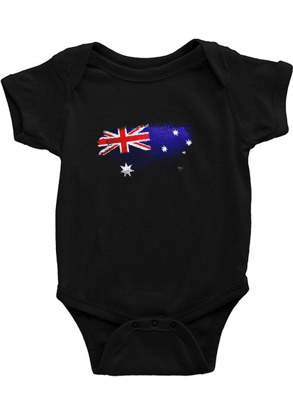 Avustralya - Australia Siyah Unisex Bebek Body - Zıbın
