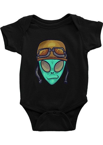Sürücü Alien Siyah Unisex Bebek Body - Zıbın