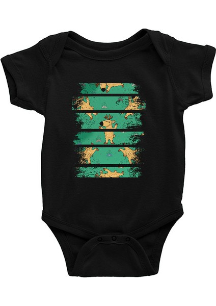 Geyik Siyah Unisex Bebek Body - Zıbın