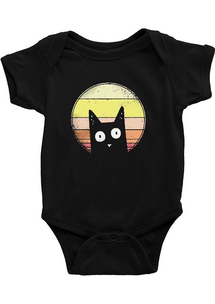 Kedi Siyah Unisex Bebek Body - Zıbın