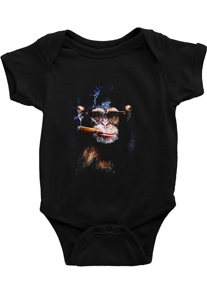 Puro Içen Şempanze Siyah Unisex Bebek Body - Zıbın