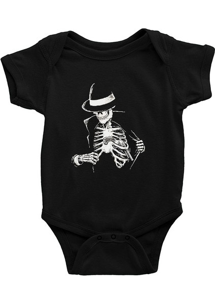 Kovboy Kurukafa Siyah Unisex Bebek Body - Zıbın