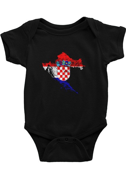 Hırvatistan Siyah Unisex Bebek Body - Zıbın