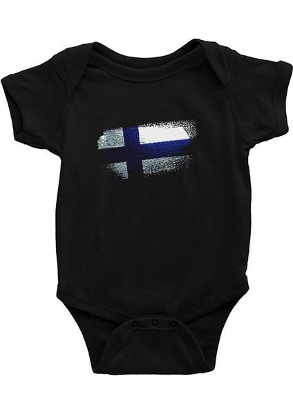 Finlandiya - Finland Siyah Unisex Bebek Body - Zıbın