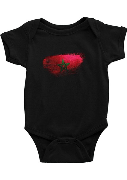Fas - Morocco Siyah Unisex Bebek Body - Zıbın