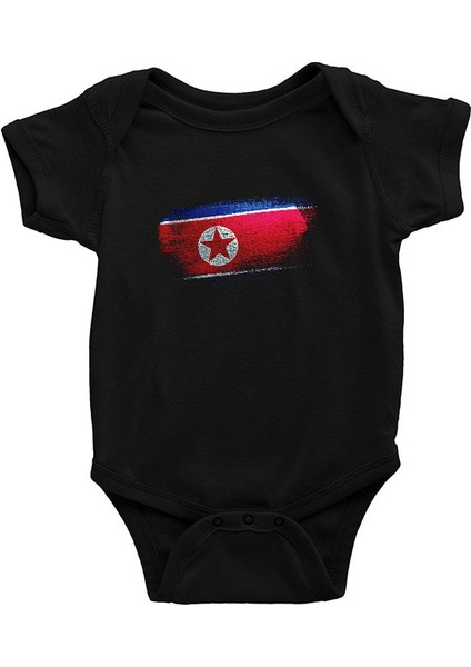 Kuzey Kore - North Korea Siyah Unisex Bebek Body - Zıbın
