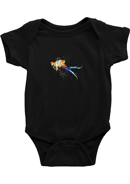 Dalgıçlık Siyah Unisex Bebek Body - Zıbın
