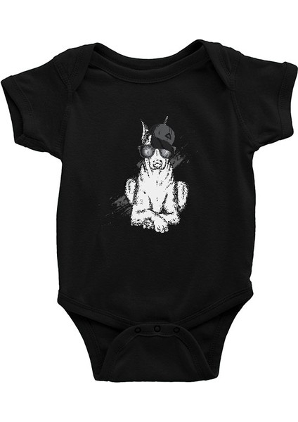 Karizmatik Doberman Siyah Unisex Bebek Body - Zıbın