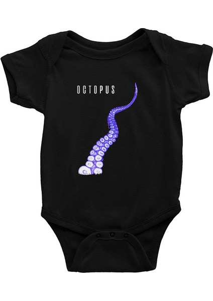 Octopus Ahtapot Siyah Unisex Bebek Body - Zıbın