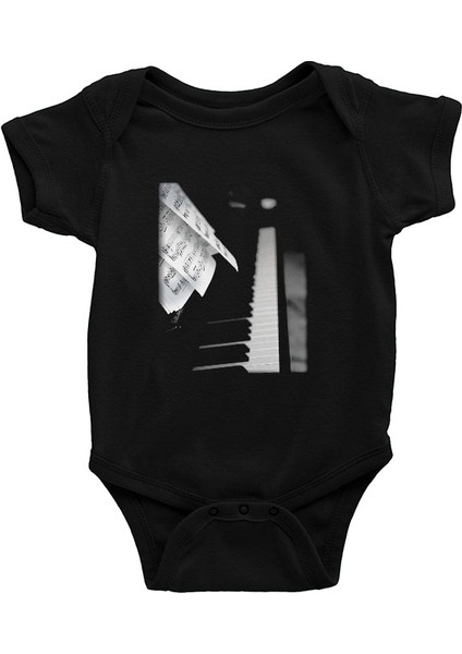 Piyanist Piyano Siyah Unisex Bebek Body - Zıbın